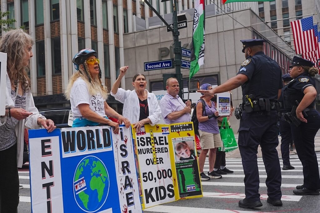 Pro-Palestine protesters hold demonstration outside Israeli Consulate in New York